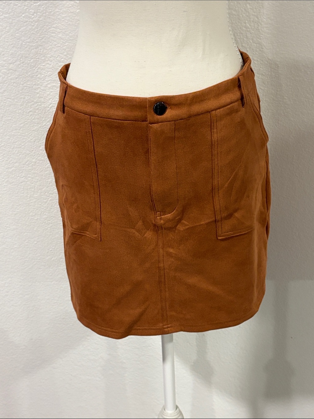 Women's Rust Brown micro Suede Mini Skirt